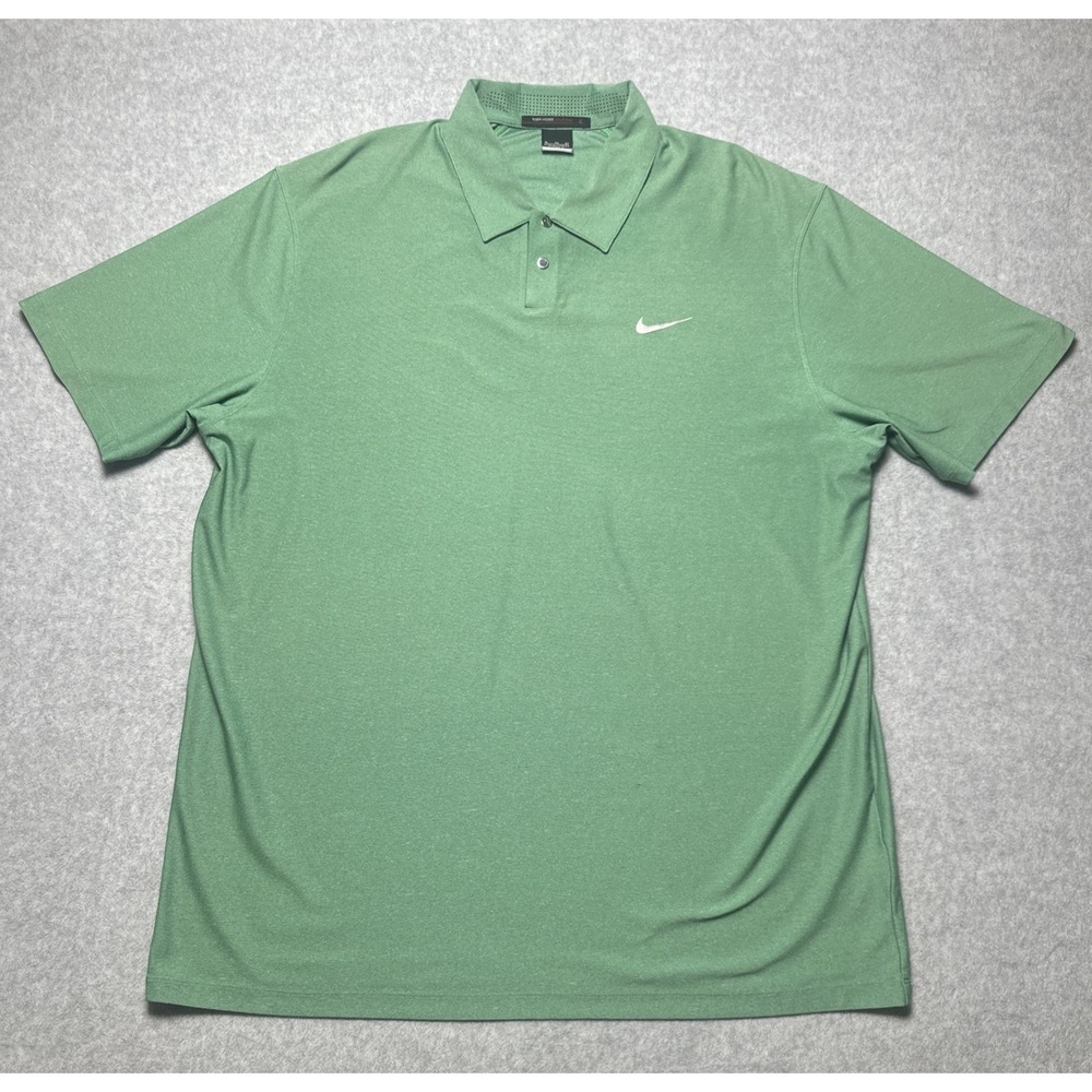 Nike Tiger Woods Collection Golf Polo Green Stretch Performance Dri Fit Men's XL